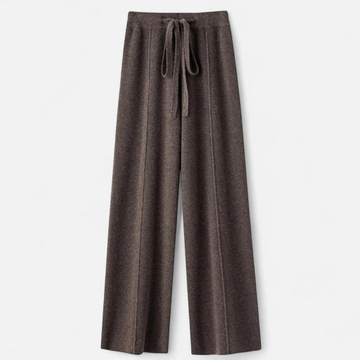 Valantomode | Women’s Wool Wide-Leg Knit Trousers – Premium High-Waisted Lounge Pants