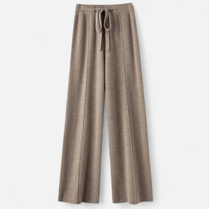 Valantomode | Women’s Wool Wide-Leg Knit Trousers – Premium High-Waisted Lounge Pants