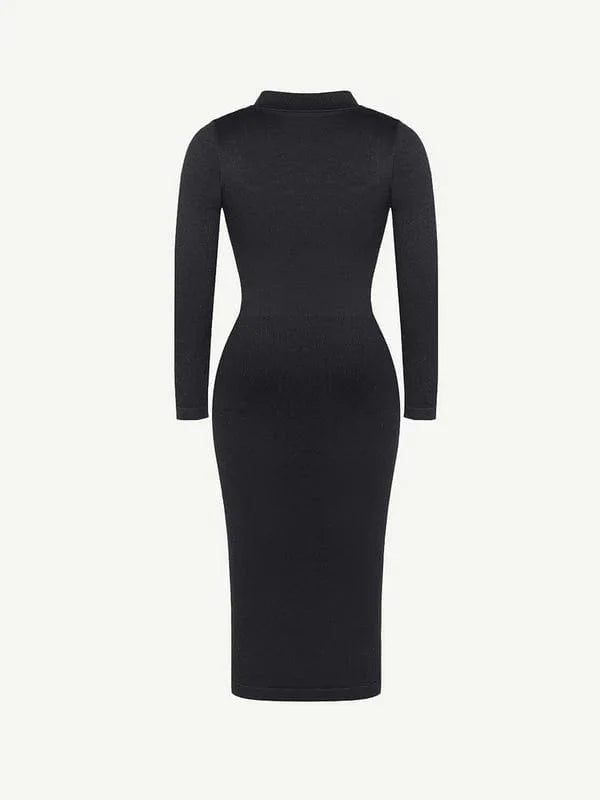Valantomode | Retro Long Sleeve Shapewear Dress with Tummy Control