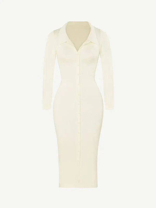 Valantomode | Retro Long Sleeve Shapewear Dress with Tummy Control