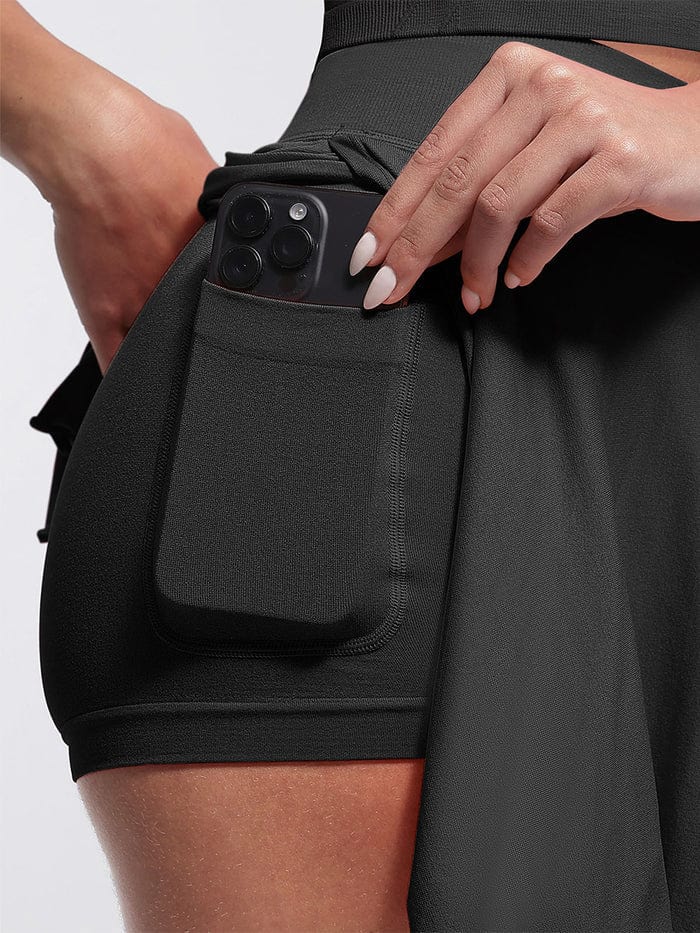 Valantomode | Women's Tennis Skirt with Built-In Shorts and Pockets for Active Wear