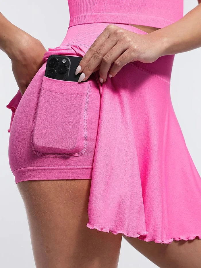 Valantomode | Women's Tennis Skirt with Built-In Shorts and Pockets for Active Wear