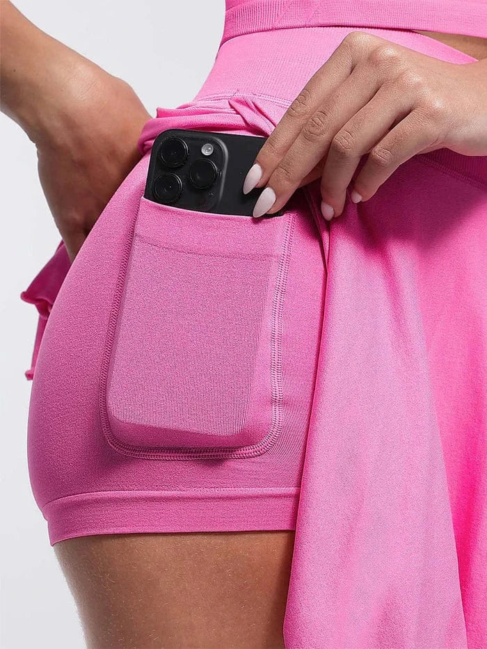 Valantomode | Women's Tennis Skirt with Built-In Shorts and Pockets for Active Wear
