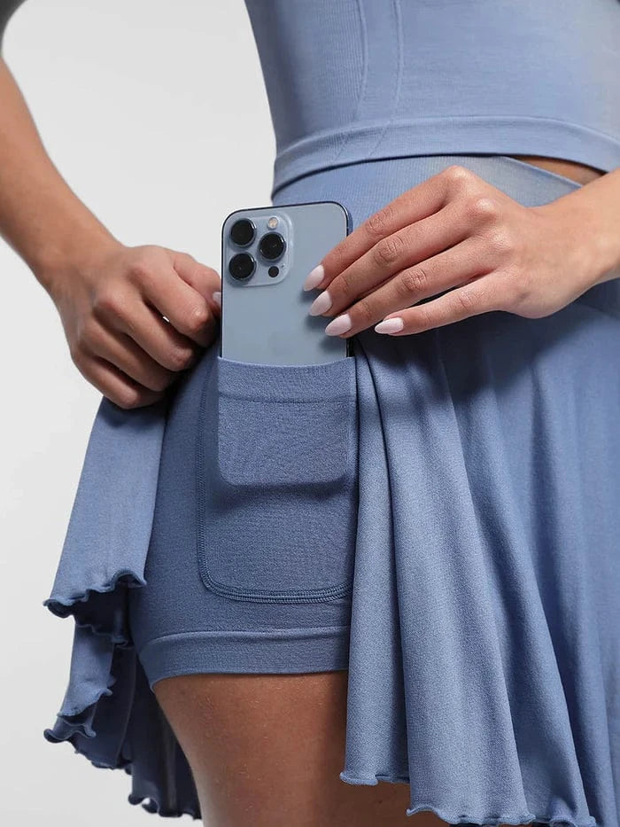 Valantomode | Women's Tennis Skirt with Built-In Shorts and Pockets for Active Wear
