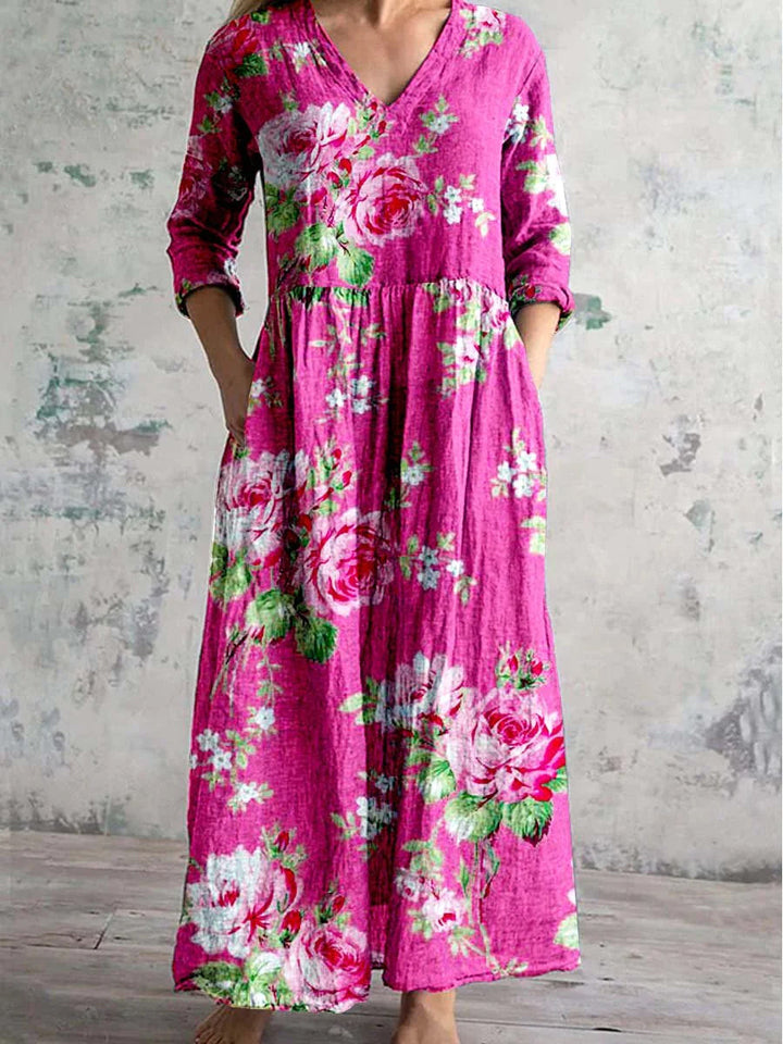 Valantomode | Dress with Bold Blossom Pattern