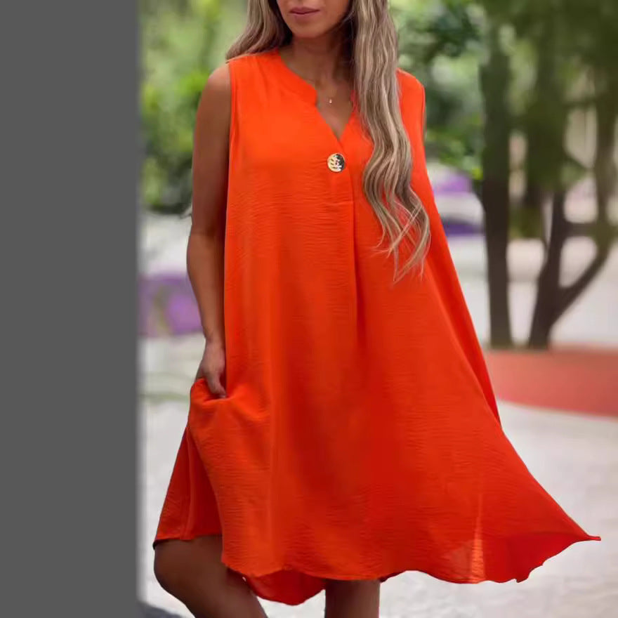 Valantomode | Dress - Sleeveless V-Neck