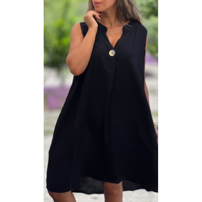 Valantomode | Dress - Sleeveless V-Neck
