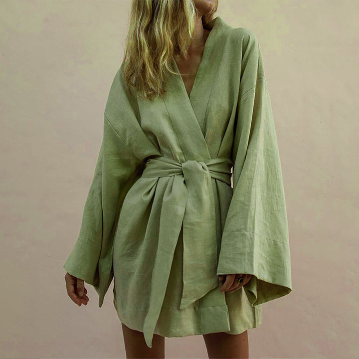 Valantomode | Chic Bohemian Kimono Dress with Belt for Effortless Style