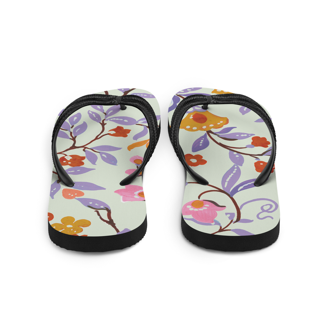 Valantomode | Women's Lavender Floral Flip-Flops - Cushioned Sandals