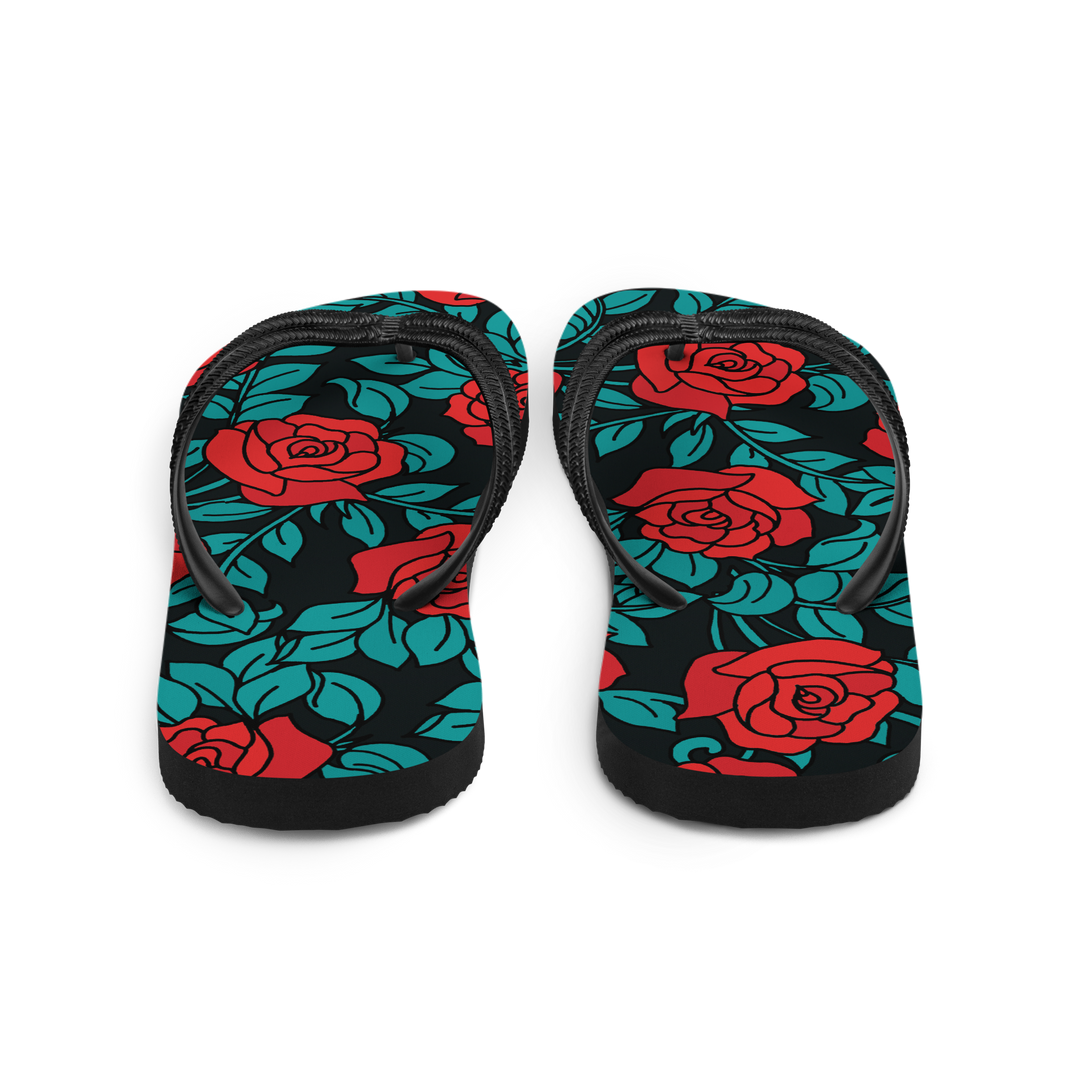 Valantomode | Women's Rose Floral Beach Flip-Flops