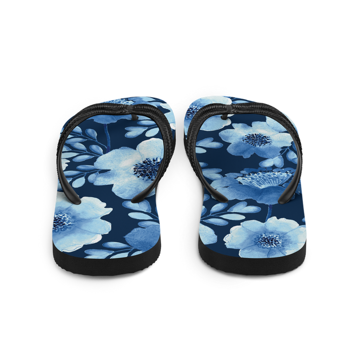 Valantomode | Women's Azure Floral Flip-Flops - Summer Beach Sandals