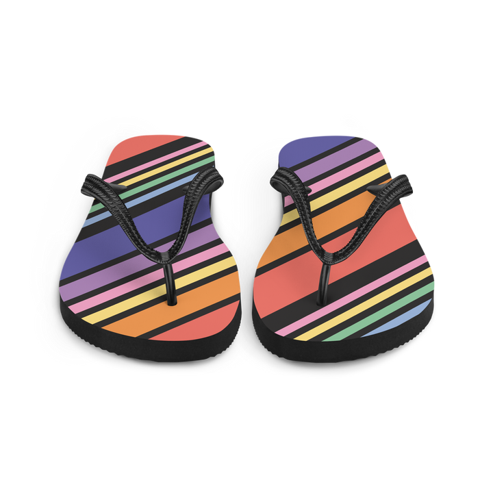 Valantomode | Women's Striped Flip-Flops - Beach Sandals