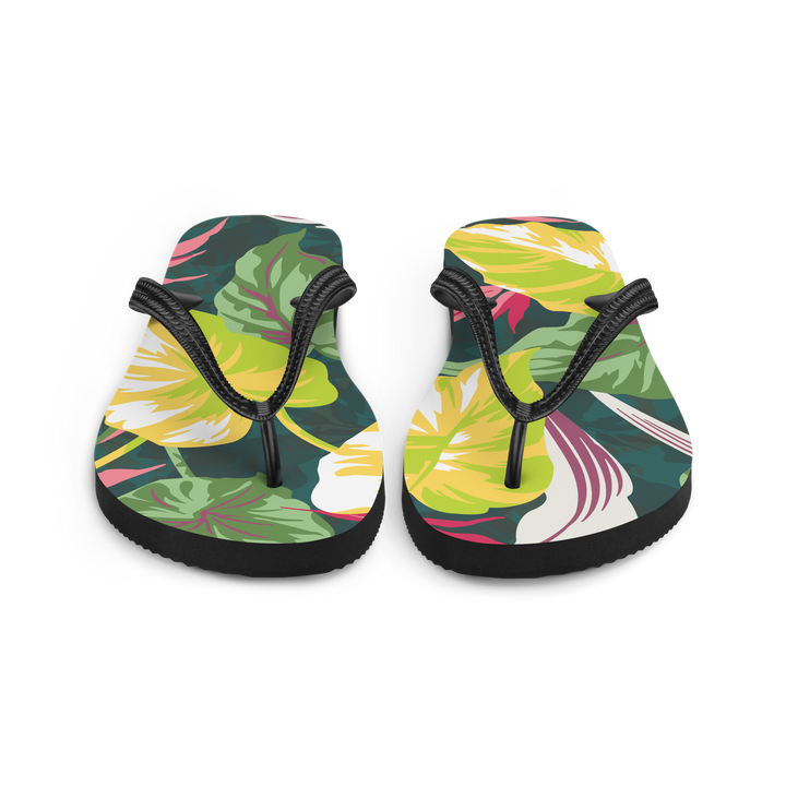 Valantomode | Women's Tropical Print Flip-Flops - Beach Sandals