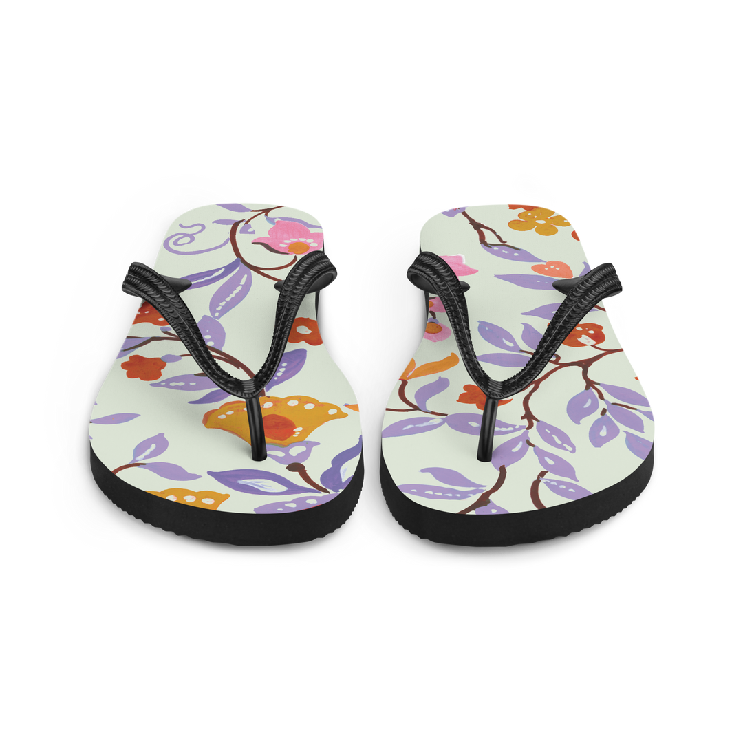 Valantomode | Women's Lavender Floral Flip-Flops - Cushioned Sandals