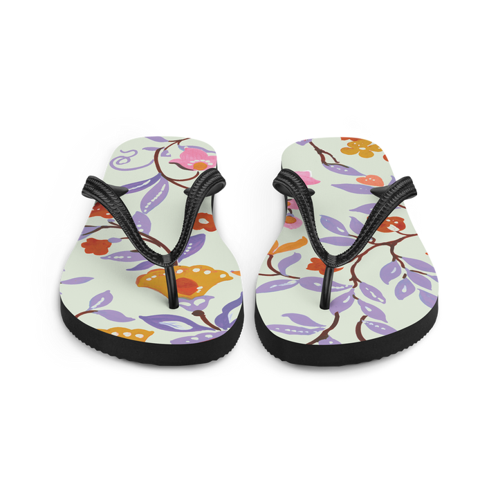 Valantomode | Women's Lavender Floral Flip-Flops - Cushioned Sandals