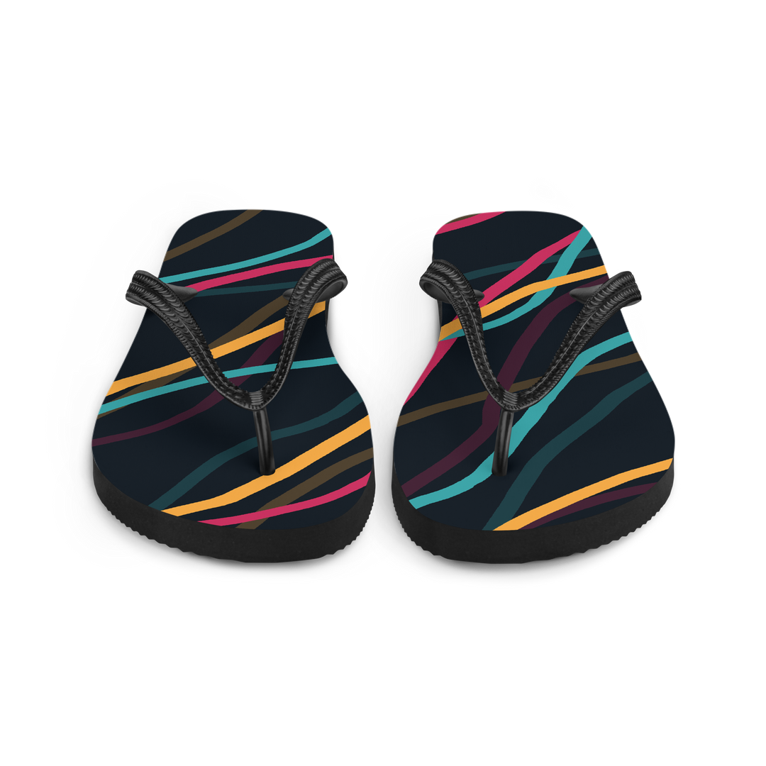 Valantomode | Women's Black Wave Flip-Flops - Beach Comfort