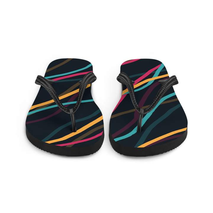 Valantomode | Women's Black Wave Flip-Flops - Beach Comfort