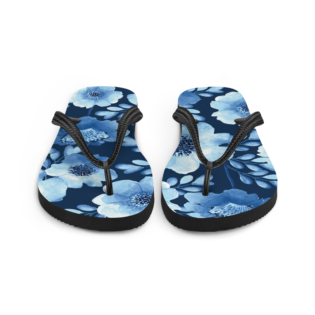 Valantomode | Women's Azure Floral Flip-Flops - Summer Beach Sandals