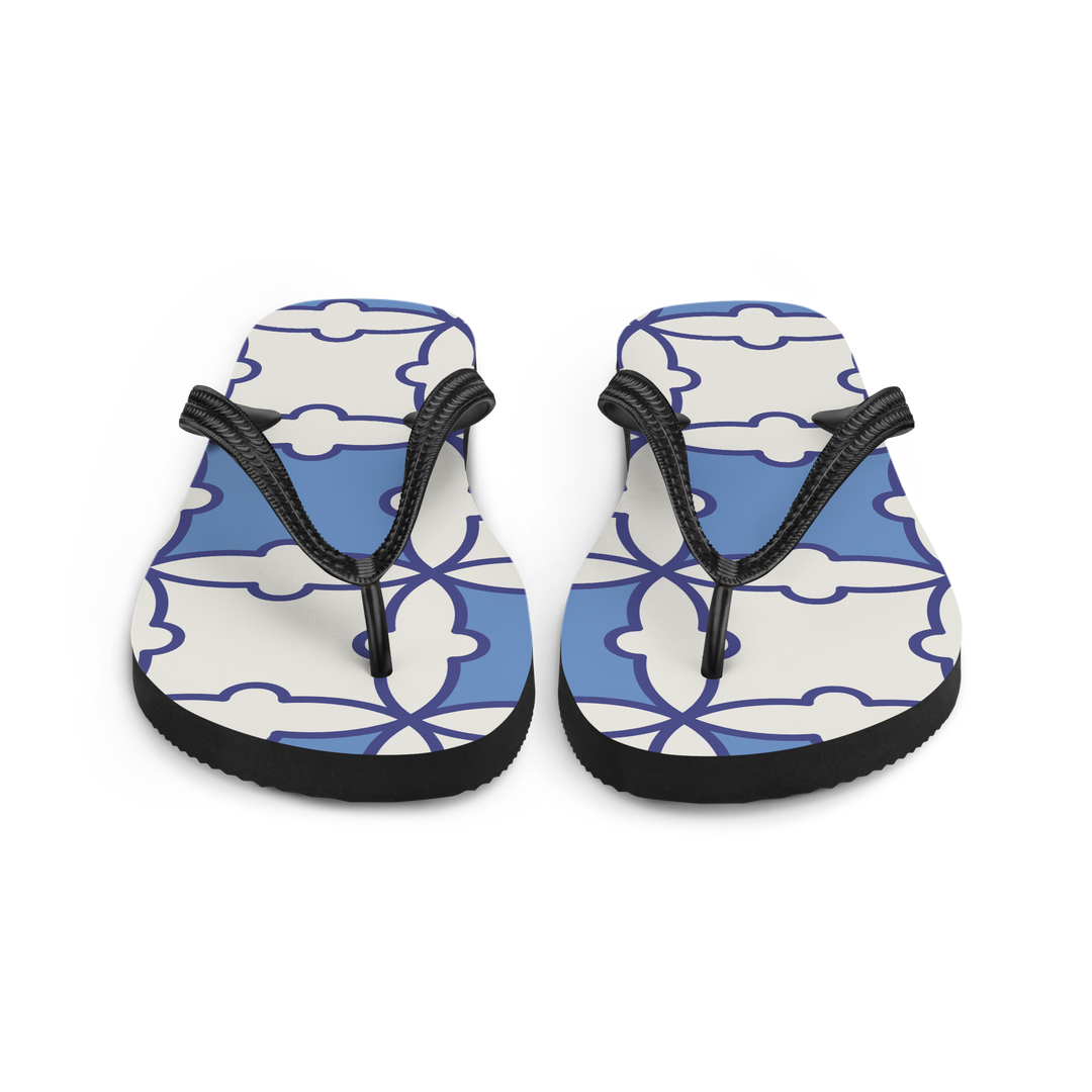 Valantomode | Women's Azure Mosaic Flip-Flops - Beach Sandals