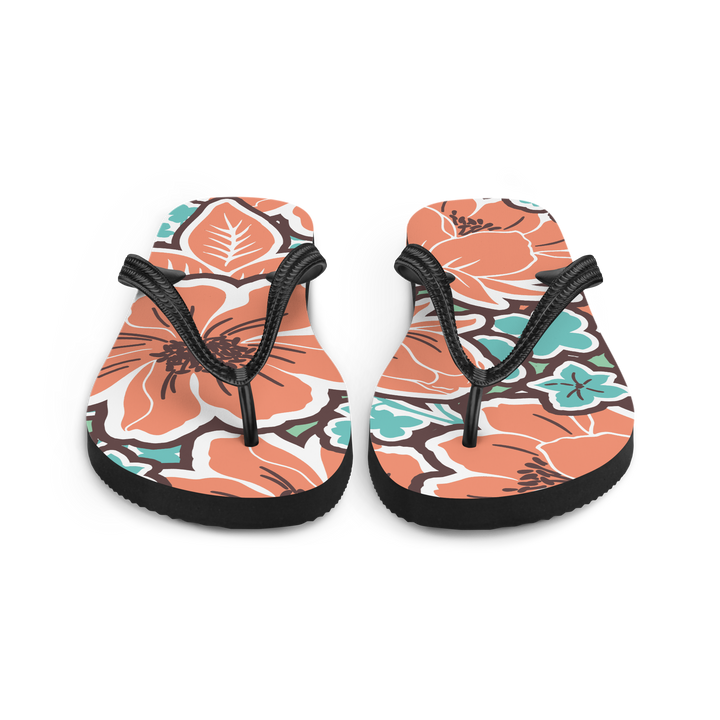 Valantomode | Women's Coral Hibiscus Beach Flip-Flops