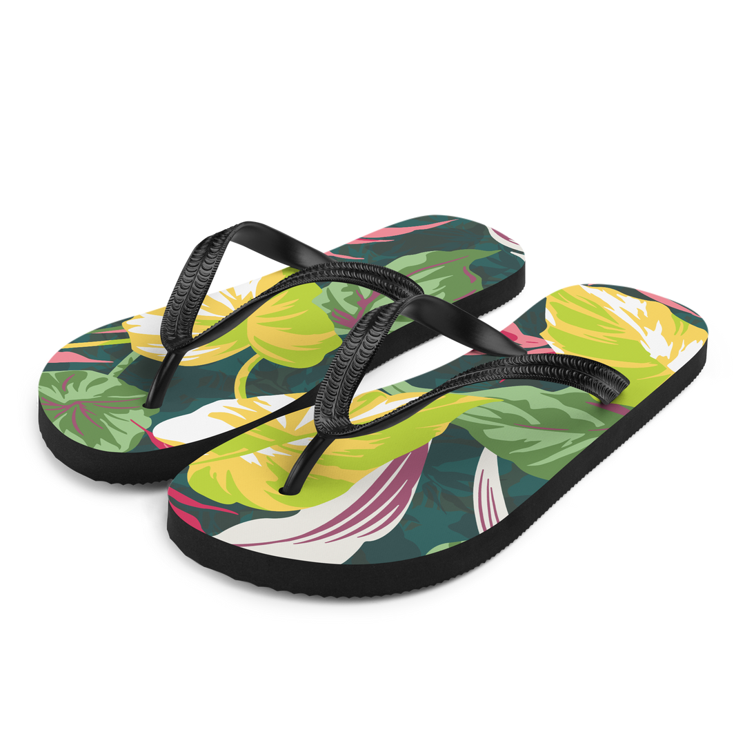 Valantomode | Women's Tropical Print Flip-Flops - Beach Sandals