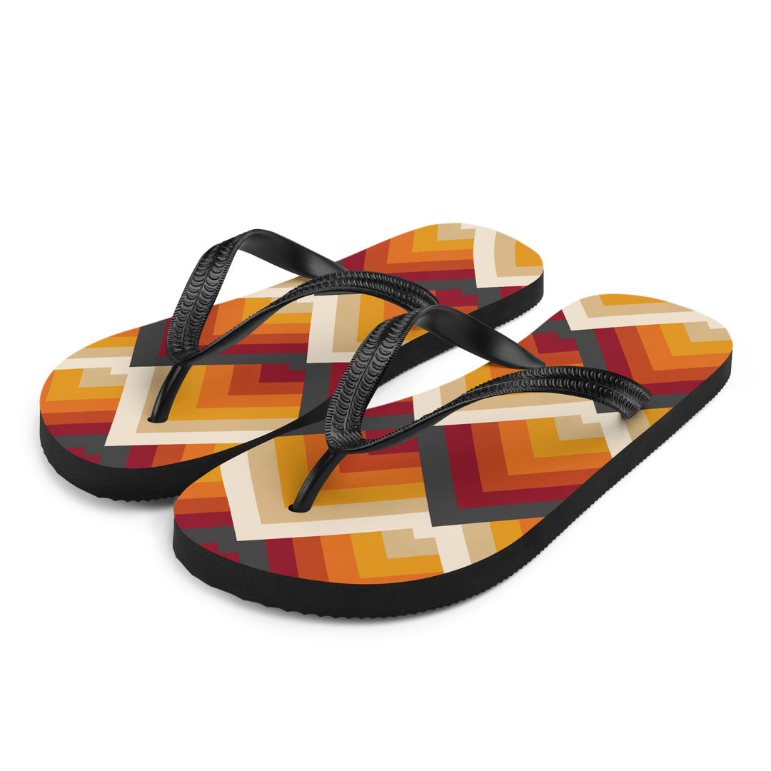 Valantomode | Women's Flip-Flops - Sunset Chevron Beach Sandals