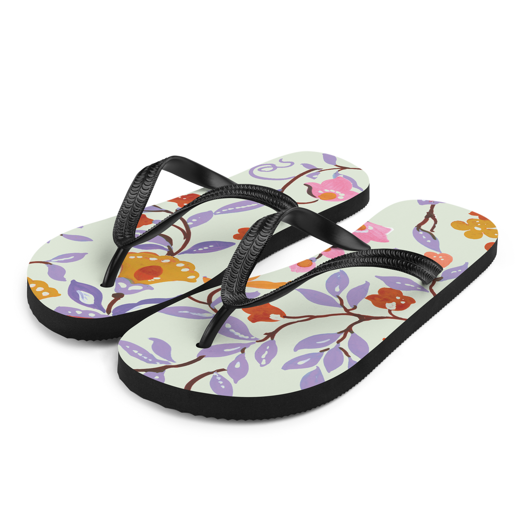 Valantomode | Women's Lavender Floral Flip-Flops - Cushioned Sandals