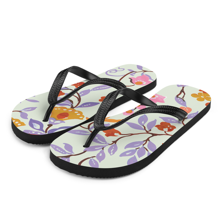 Valantomode | Women's Lavender Floral Flip-Flops - Cushioned Sandals