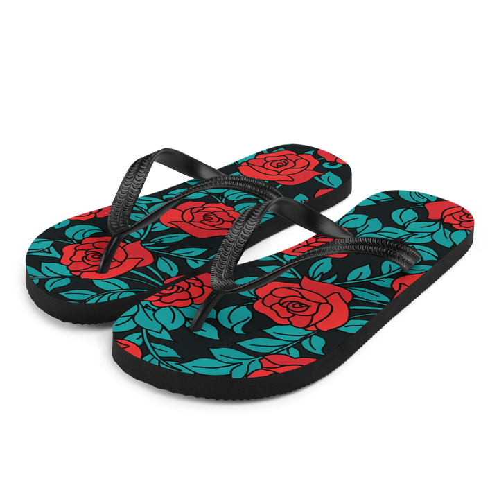 Valantomode | Women's Rose Floral Beach Flip-Flops