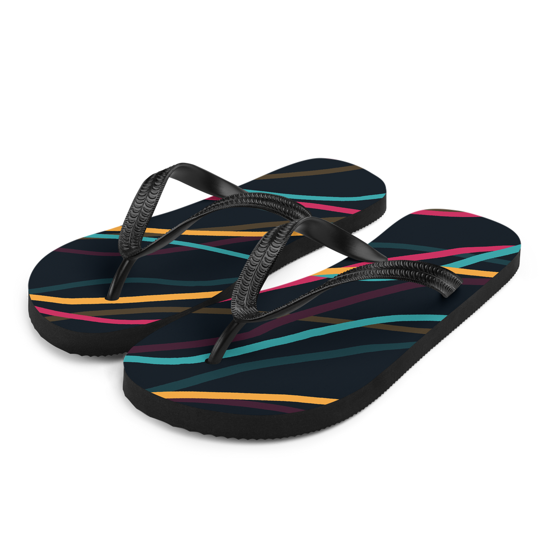 Valantomode | Women's Black Wave Flip-Flops - Beach Comfort