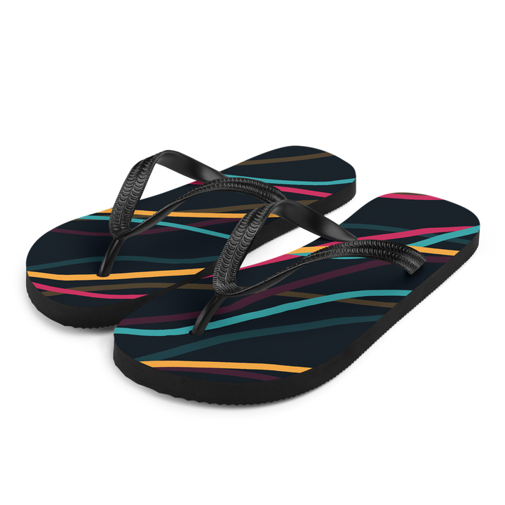 Valantomode | Women's Black Wave Flip-Flops - Beach Comfort