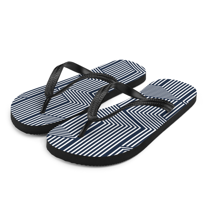 Valantomode | Women's Navy Maze Flip-Flops - Cushioned Beach Sandals