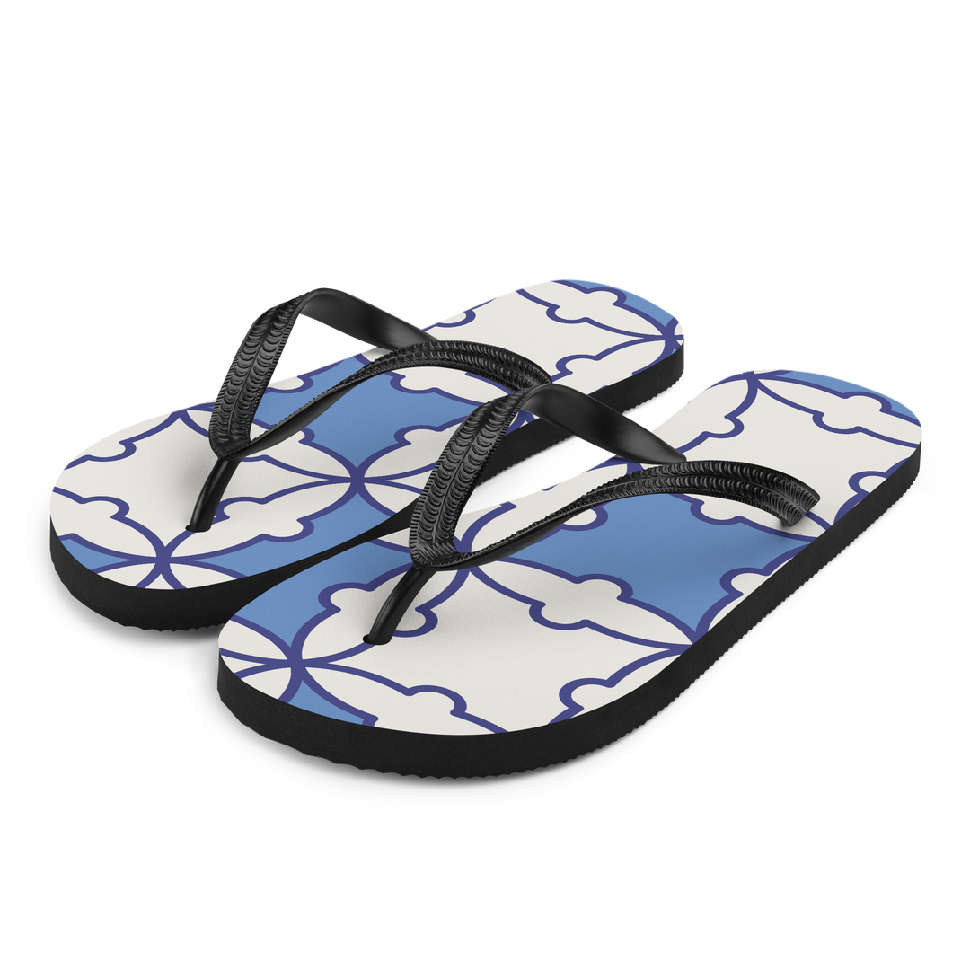 Valantomode | Women's Azure Mosaic Flip-Flops - Beach Sandals