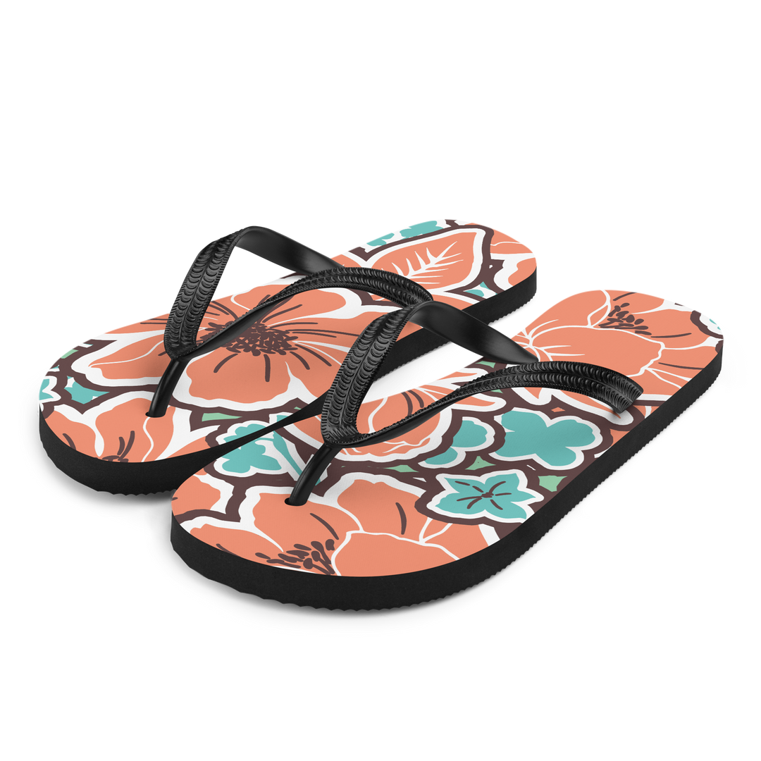 Valantomode | Women's Coral Hibiscus Beach Flip-Flops