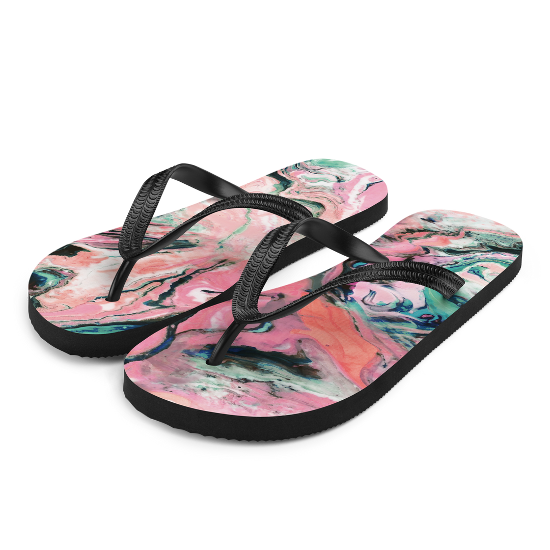Valantomode | Women's Coral Swirl Flip-Flops - Beach Sandals