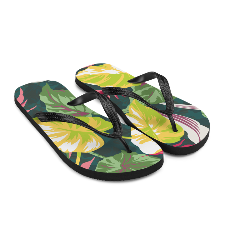 Valantomode | Women's Tropical Print Flip-Flops - Beach Sandals