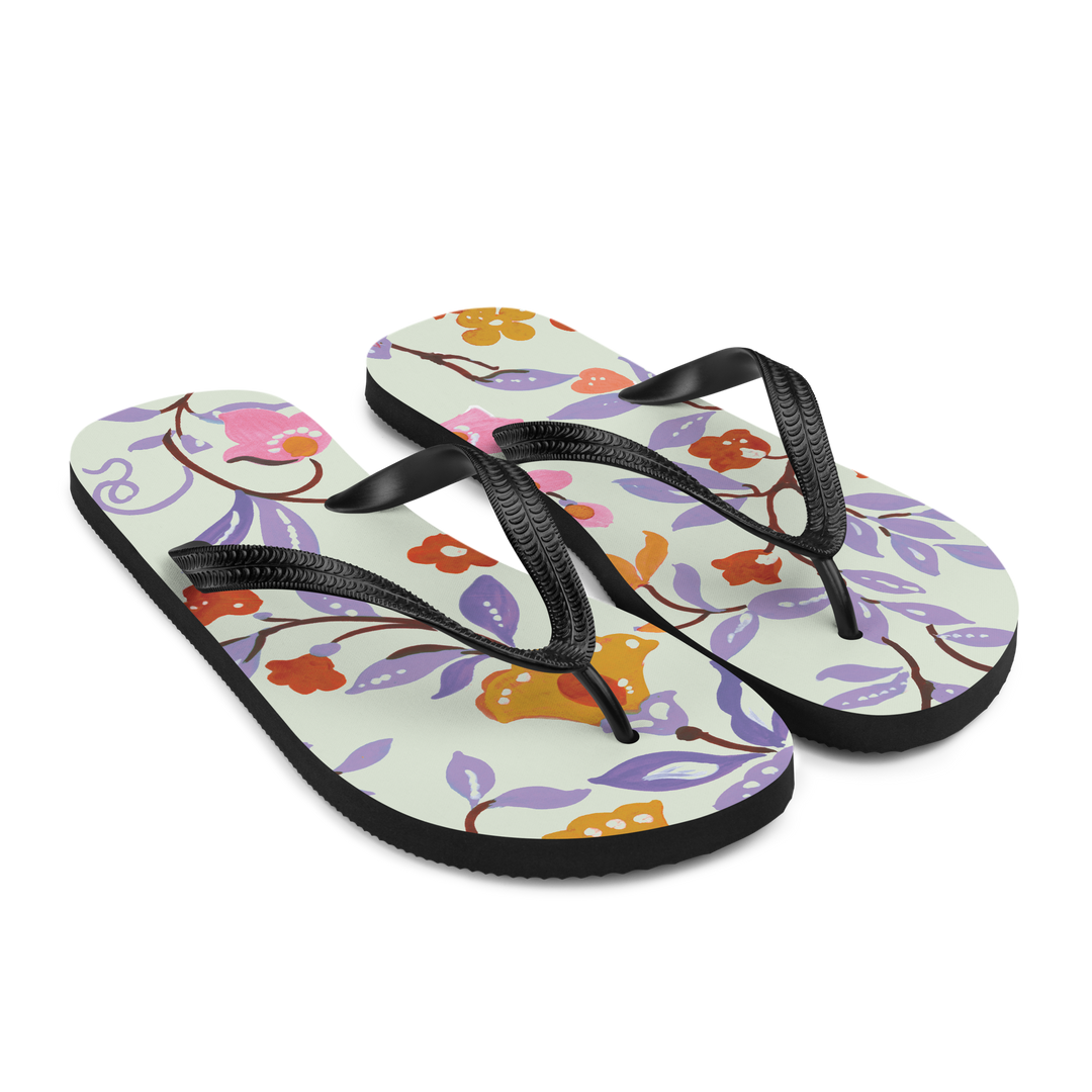 Valantomode | Women's Lavender Floral Flip-Flops - Cushioned Sandals