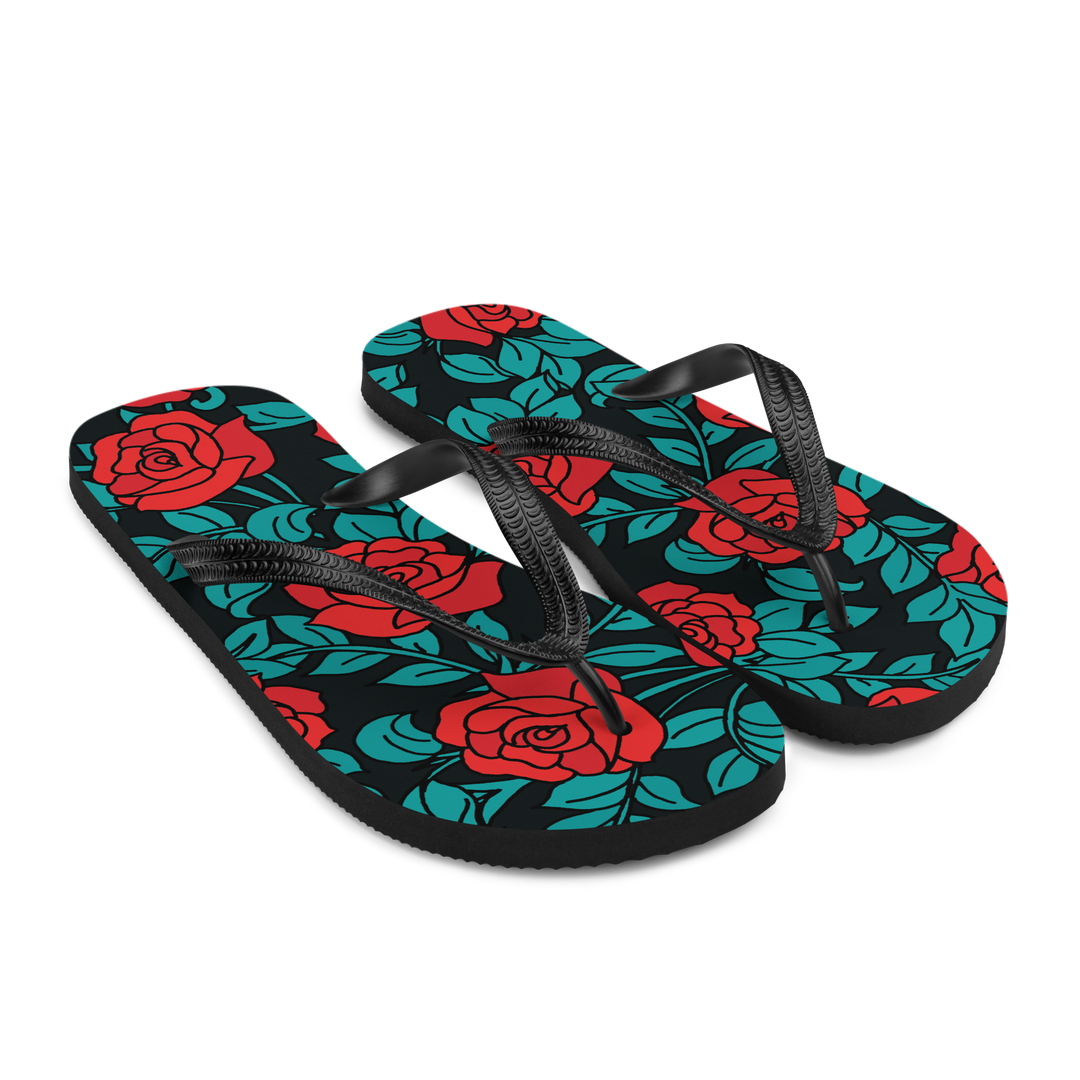 Valantomode | Women's Rose Floral Beach Flip-Flops