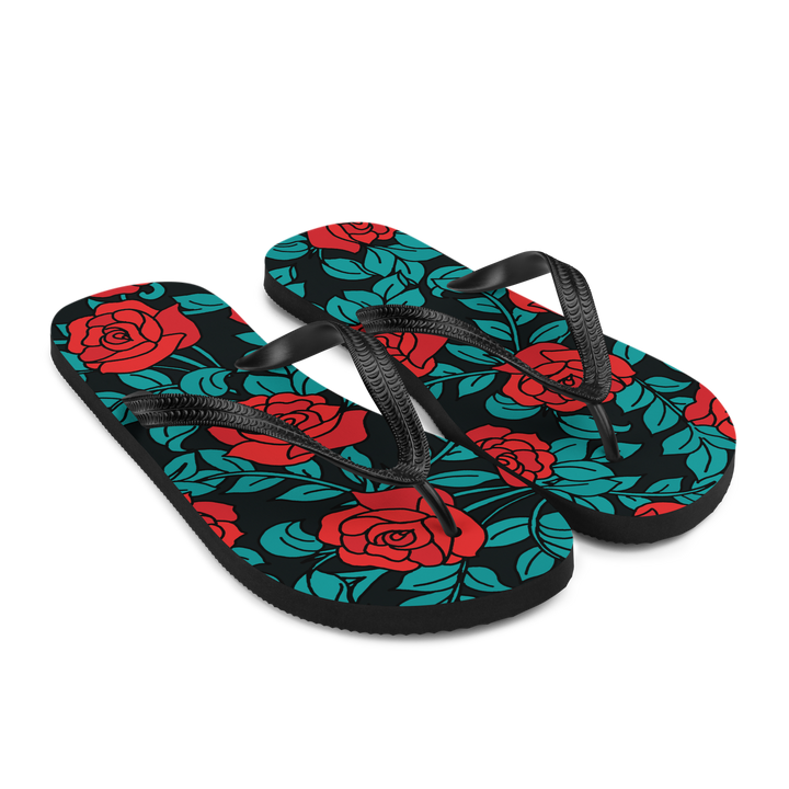 Valantomode | Women's Rose Floral Beach Flip-Flops