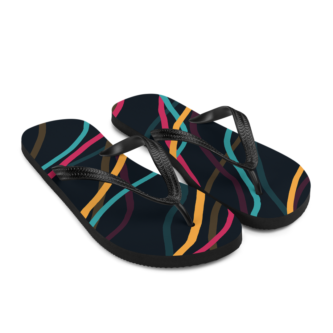 Valantomode | Women's Black Wave Flip-Flops - Beach Comfort