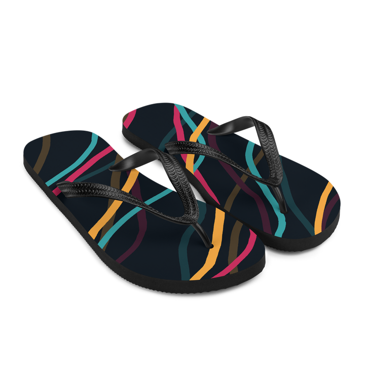 Valantomode | Women's Black Wave Flip-Flops - Beach Comfort