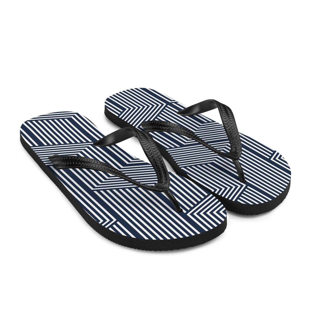 Valantomode | Women's Navy Maze Flip-Flops - Cushioned Beach Sandals
