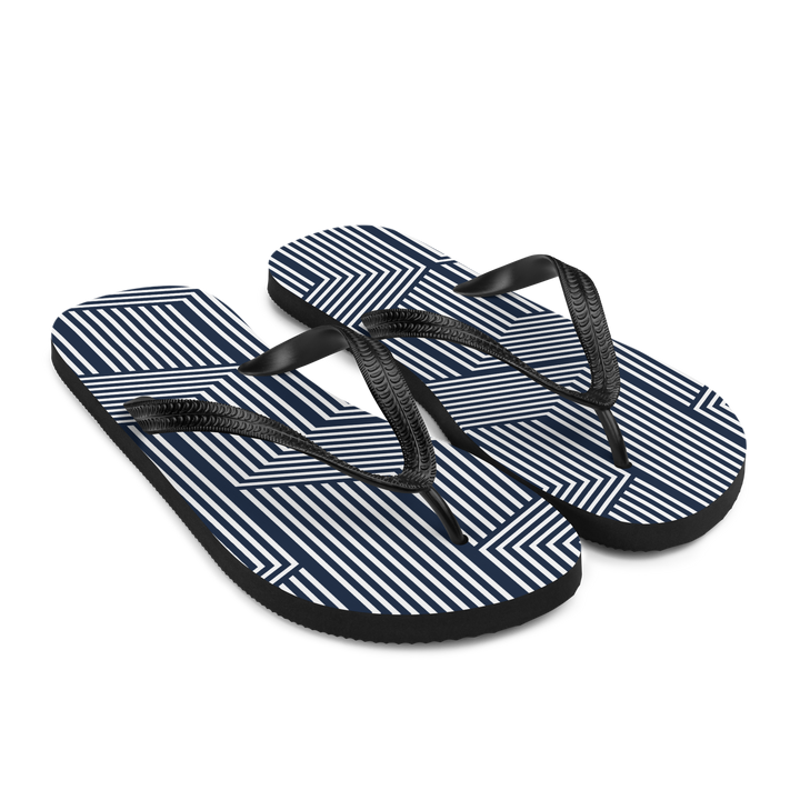 Valantomode | Women's Navy Maze Flip-Flops - Cushioned Beach Sandals