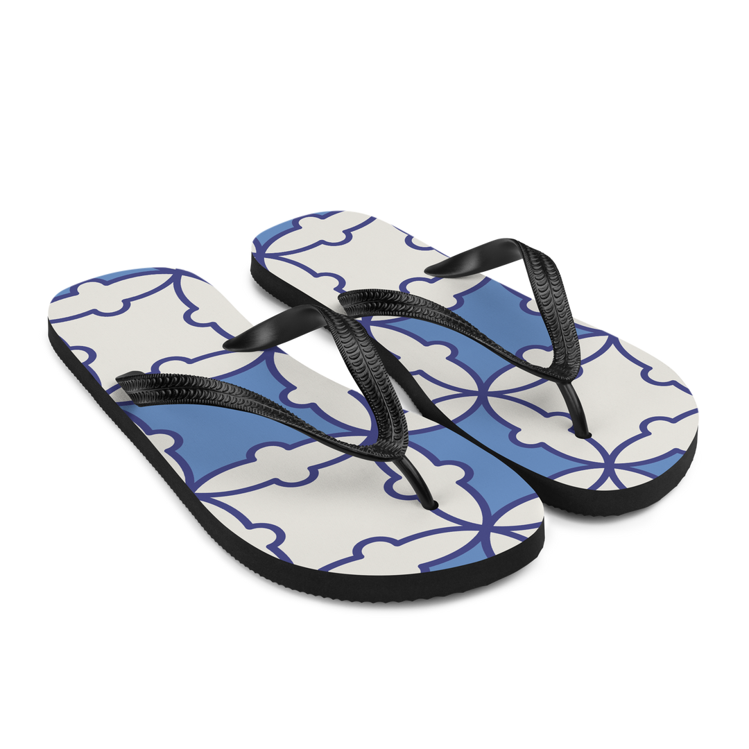 Valantomode | Women's Azure Mosaic Flip-Flops - Beach Sandals
