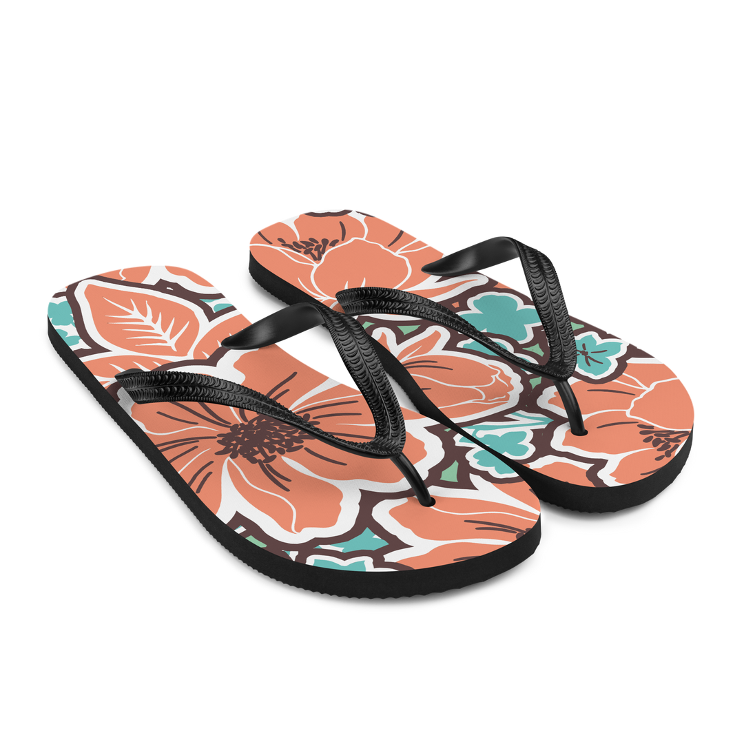 Valantomode | Women's Coral Hibiscus Beach Flip-Flops