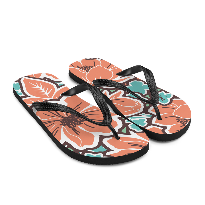 Valantomode | Women's Coral Hibiscus Beach Flip-Flops