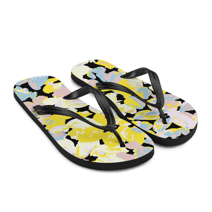 Valantomode | Women's Lemon Print Flip-Flops, Cushioned Summer Sandals