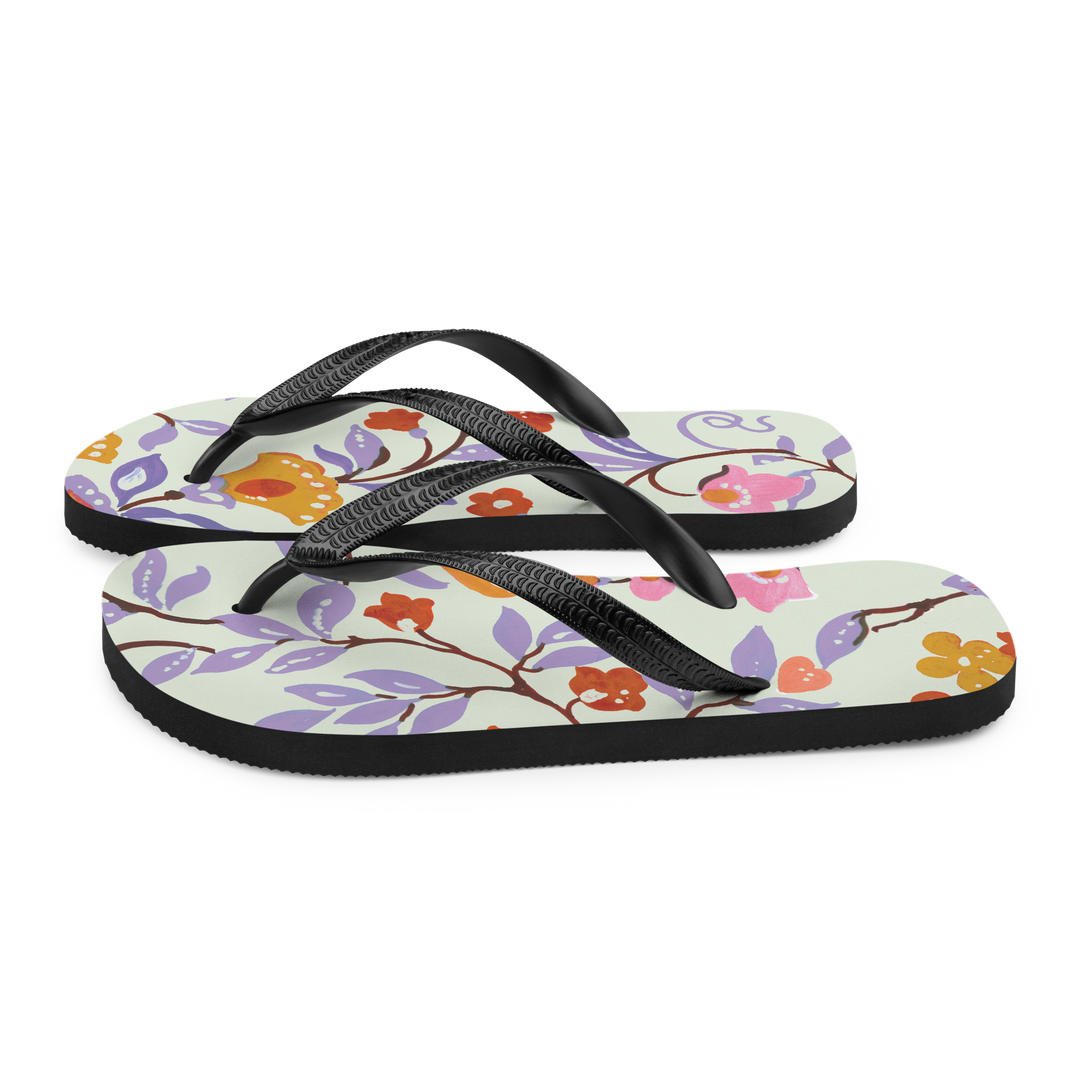 Valantomode | Women's Lavender Floral Flip-Flops - Cushioned Sandals