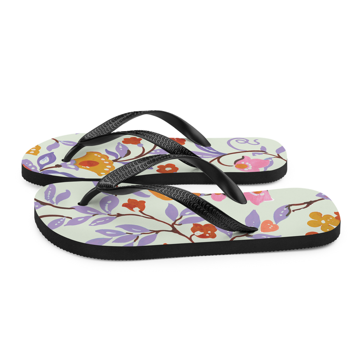 Valantomode | Women's Lavender Floral Flip-Flops - Cushioned Sandals