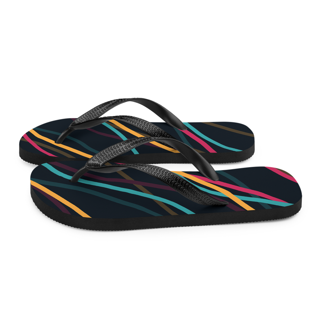 Valantomode | Women's Black Wave Flip-Flops - Beach Comfort
